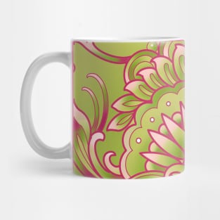 mandala pattern in pink and green Mug